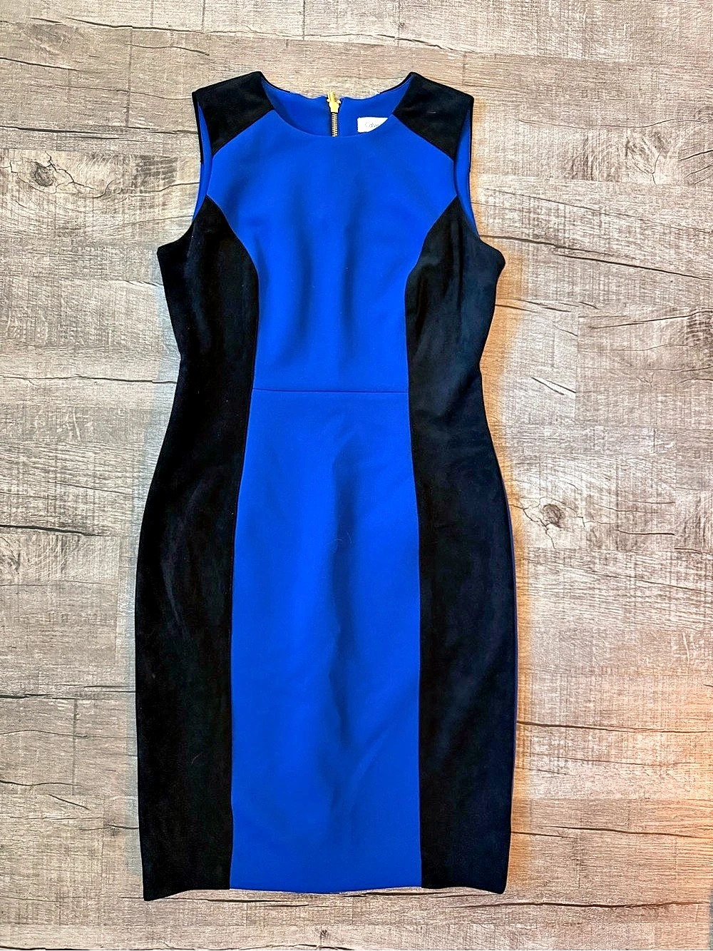 Calvin Klein Sleeveless Colorblock Sheath Dress Mini Dress Blue & Black